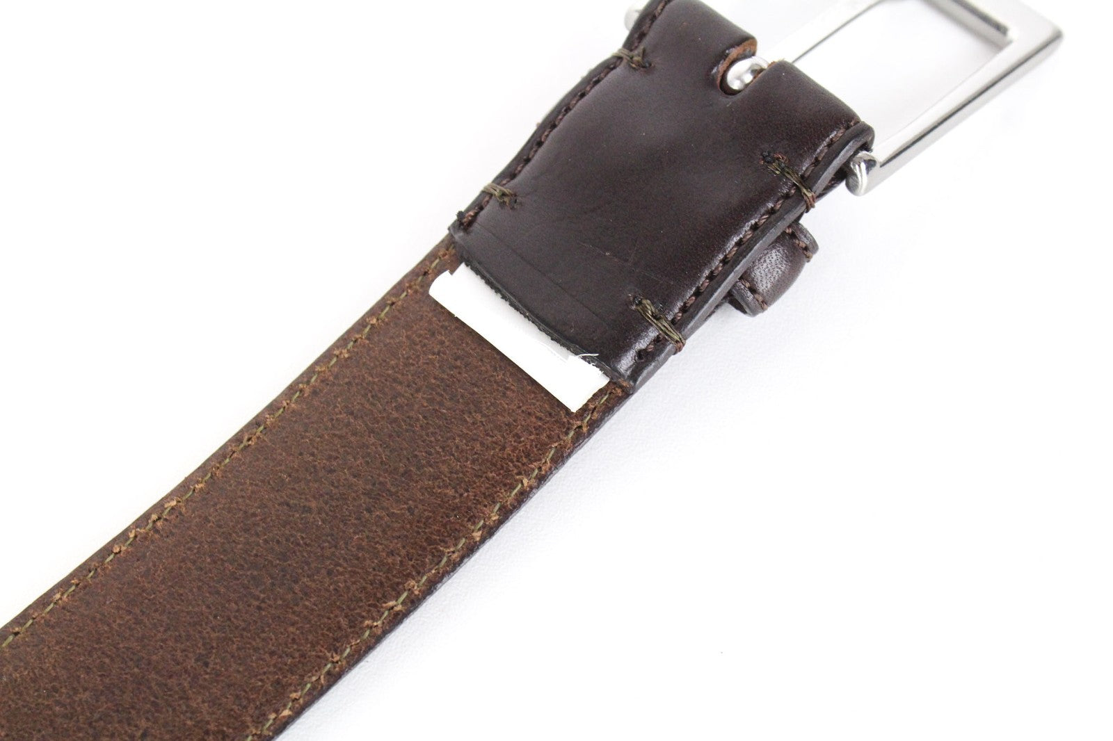 SUITSUPPLY Men's 85 cm Belt Brown Leather Square Metal Buckle Slim Classic