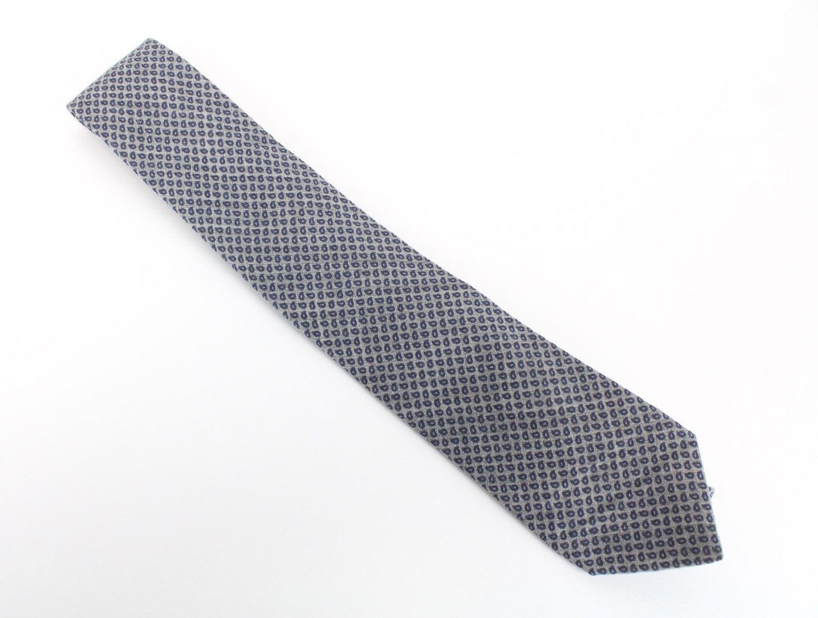 SUITSUPPLY Men's Grey Tie ~150 x 8 Classic Pointed-End Paisley Wool Blend