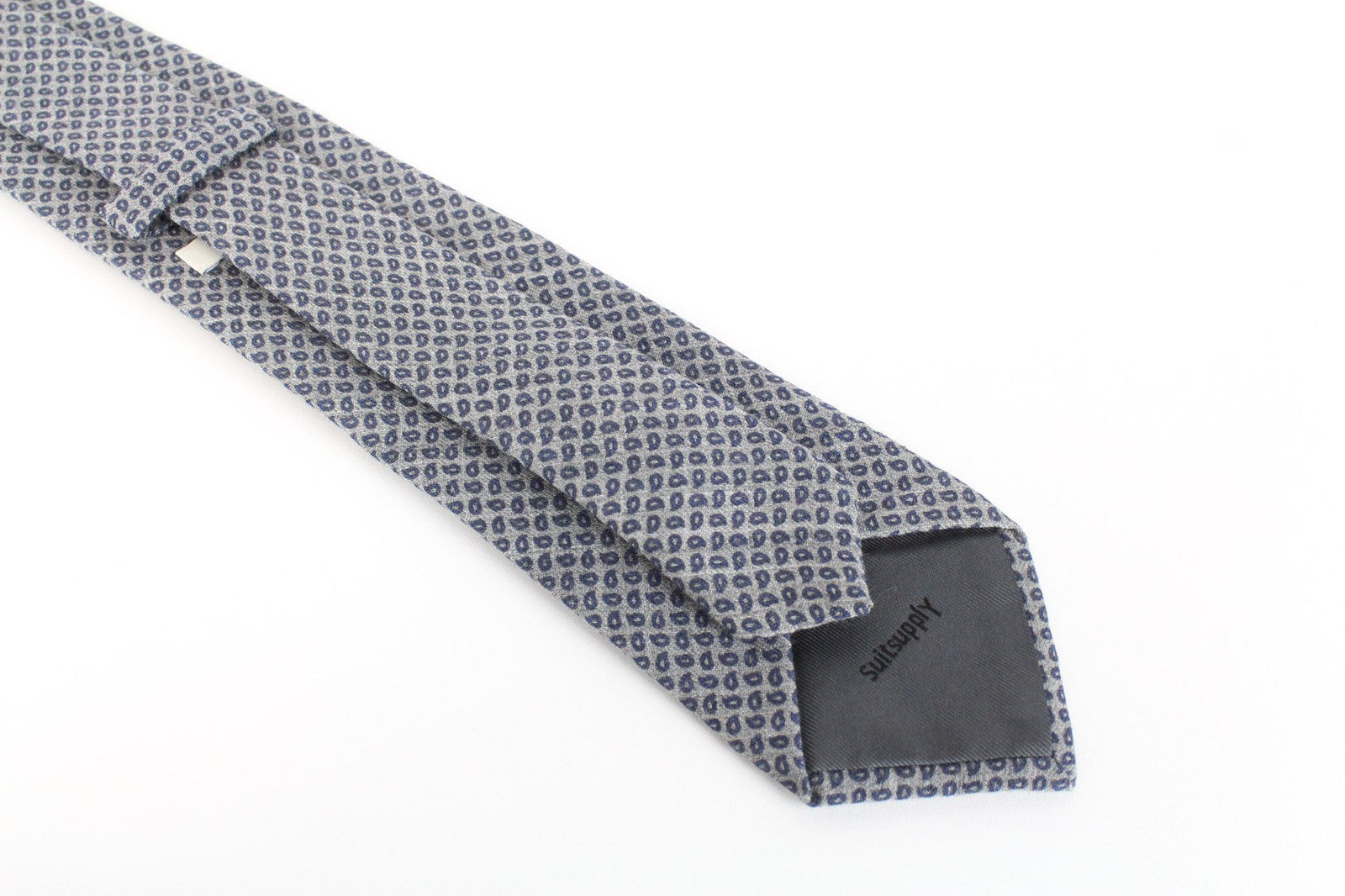 SUITSUPPLY Men's Grey Tie ~150 x 8 Classic Pointed-End Paisley Wool Blend