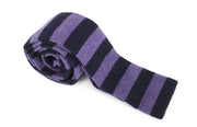 SUITSUPPLY Men's Tie ~144 x 6 Purple Wool Knit Stripe Squared End Neckwear