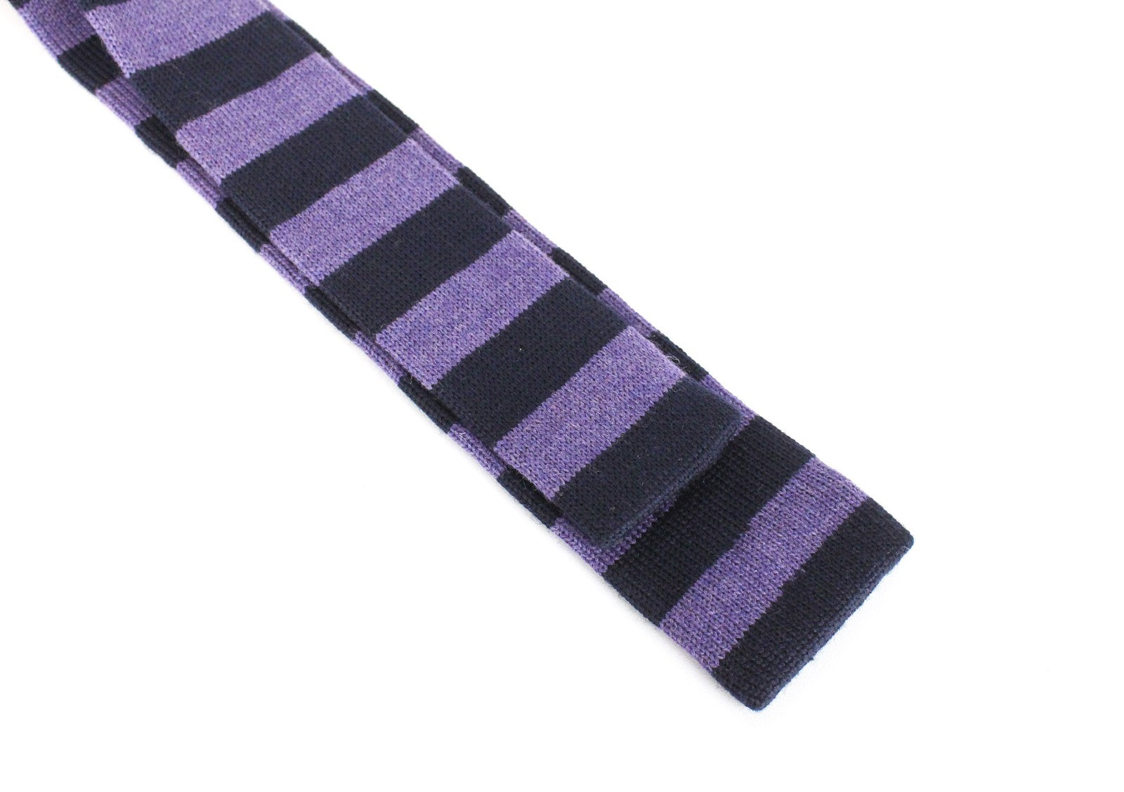 SUITSUPPLY Men's Tie ~144 x 6 Purple Wool Knit Stripe Squared End Neckwear