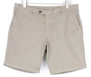 SUITSUPPLY Men's Grey Brown W36 Shorts Stretch Cotton Flat Front Summer Wear