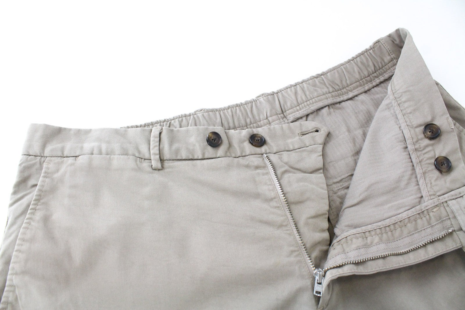 SUITSUPPLY Men's Grey Brown W36 Shorts Stretch Cotton Flat Front Summer Wear