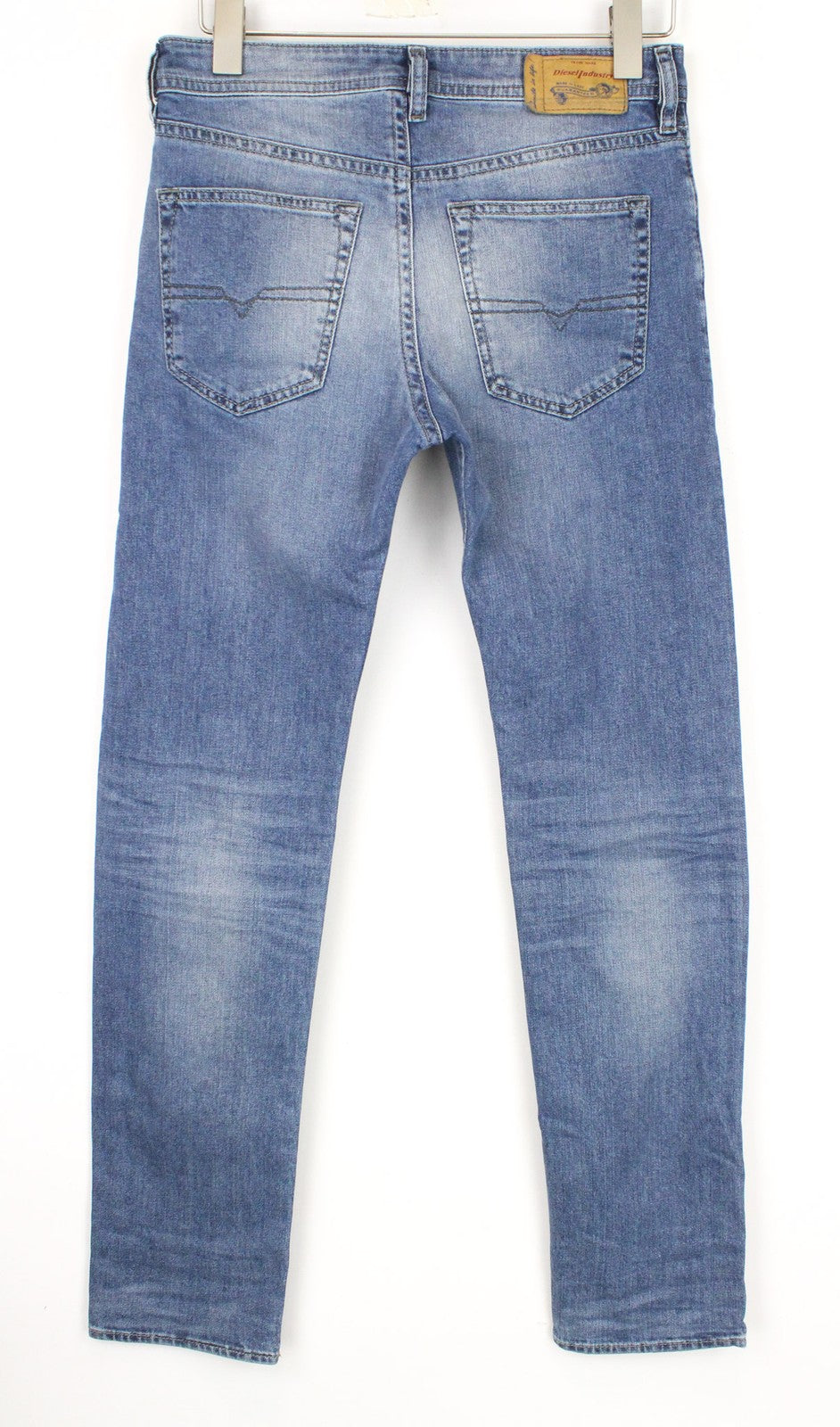 DIESEL Buster 0842H vyriški W28/L32 ploni siaurėjantys mėlyni džinsai iš tamprios medvilnės 