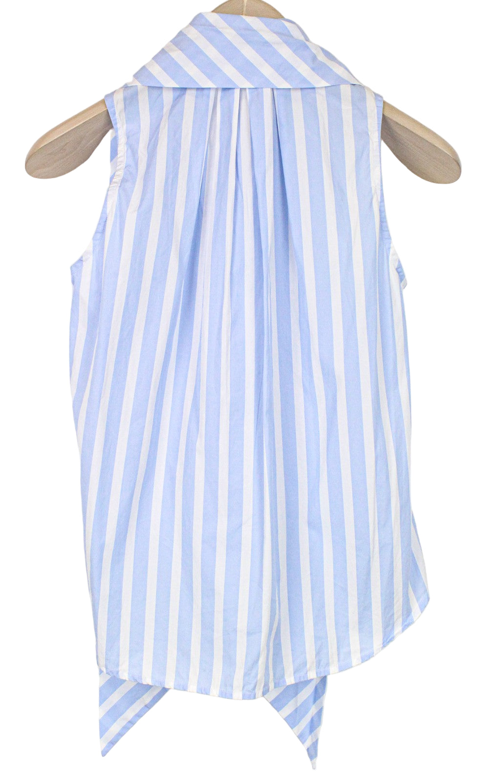 SUISTUDIO Asher Women's Top UK6R Blue Striped Cotton Bowtie Melange Blouse