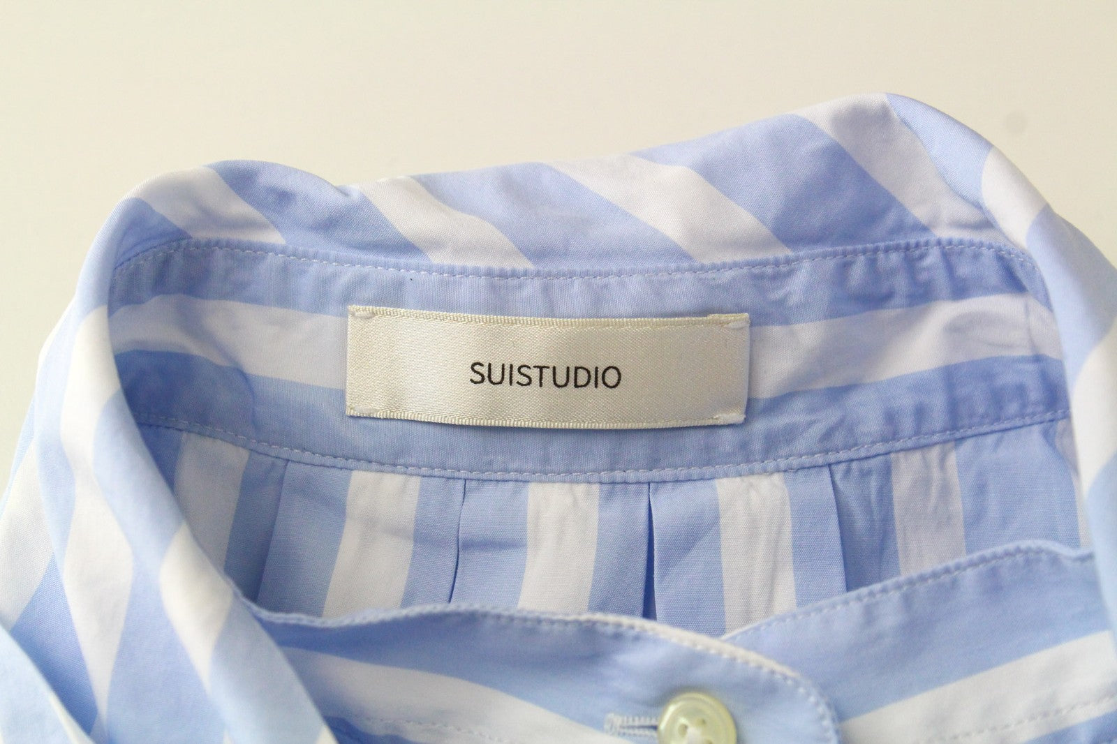 SUISTUDIO Asher Women's Top UK6R Blue Striped Cotton Bowtie Melange Blouse
