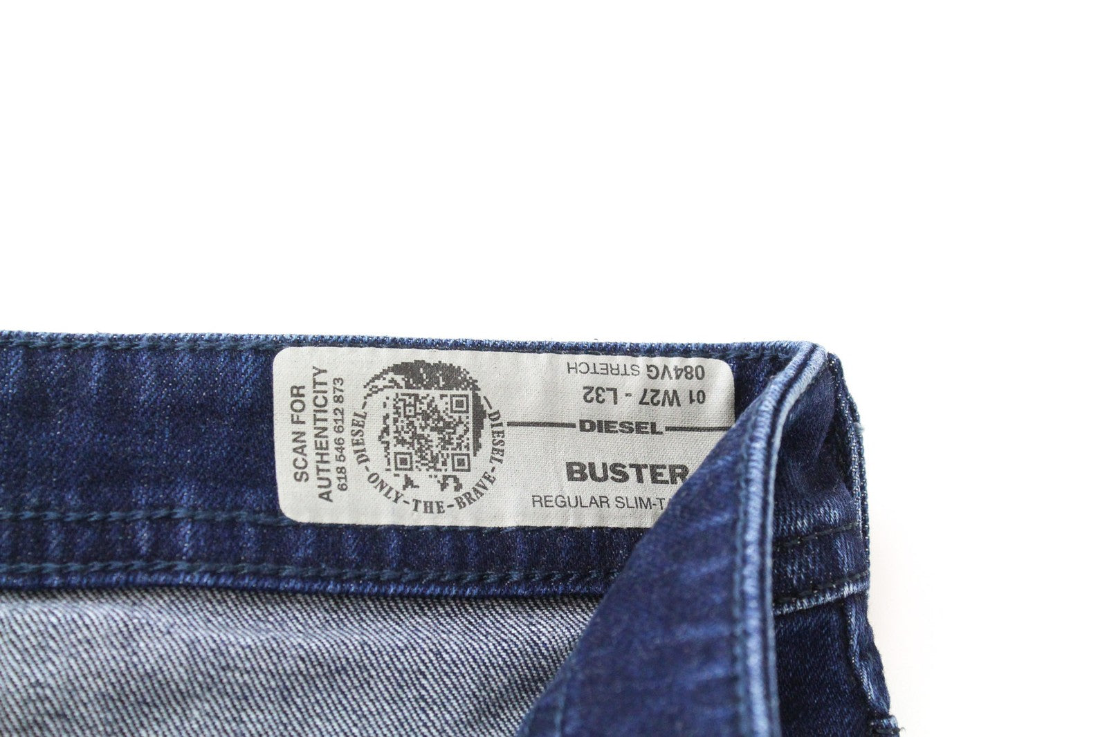 DIESEL Buster 084VG vyriški W27/L32 berniukiški ploni siaurėjantys mėlyni tamprūs džinsai 