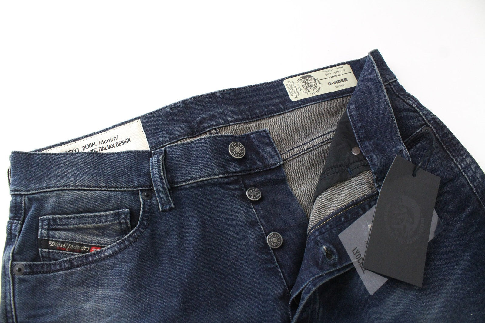 DIESEL D-Vider 084AU Men's W29/L30 Blue Carrot Fit Stretch Cotton Jeans