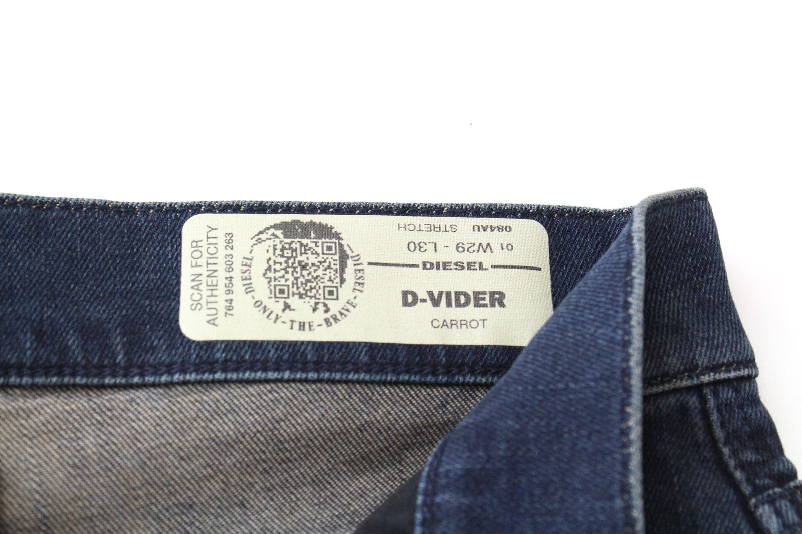DIESEL D-Vider 084AU Men's W29/L30 Blue Carrot Fit Stretch Cotton Jeans