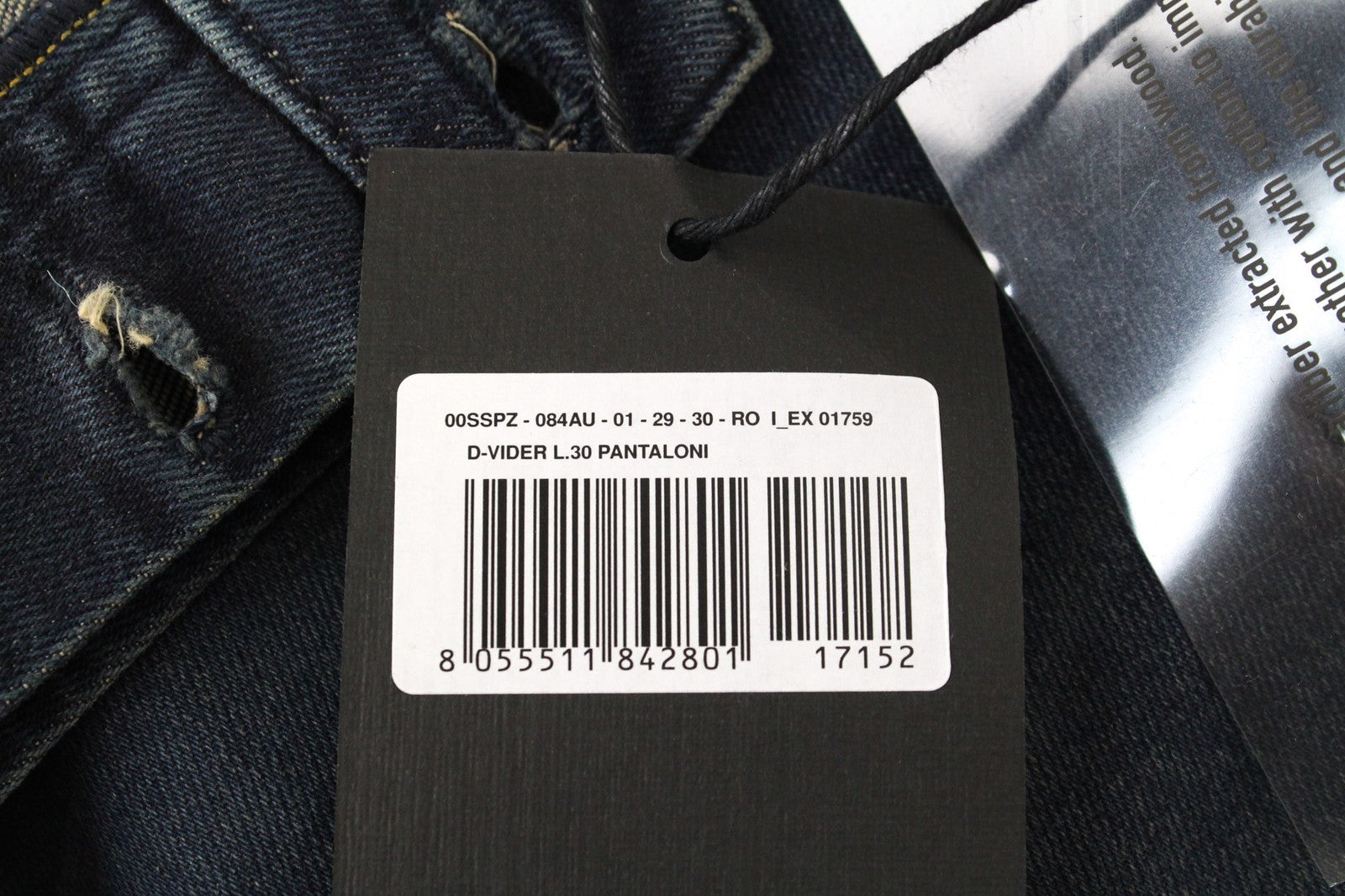 DIESEL D-Vider 084AU Men's W29/L30 Blue Carrot Fit Stretch Cotton Jeans