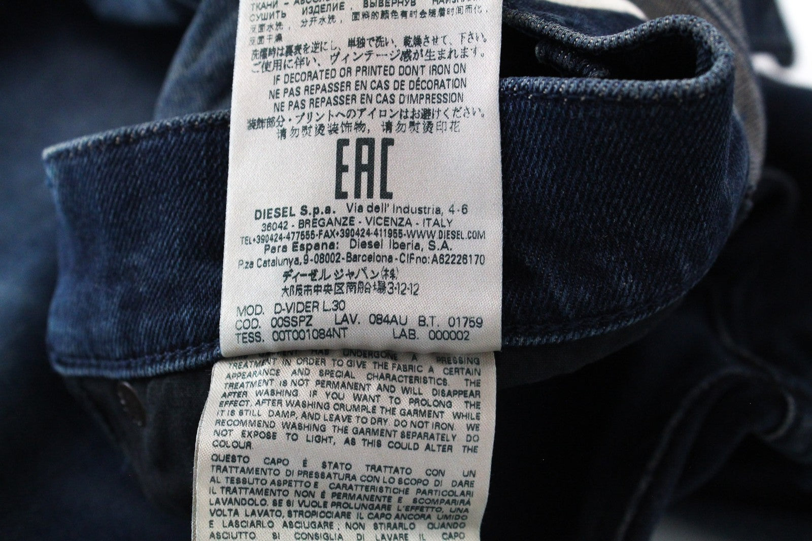 DIESEL D-Vider 084AU Men's W29/L30 Blue Carrot Fit Stretch Cotton Jeans