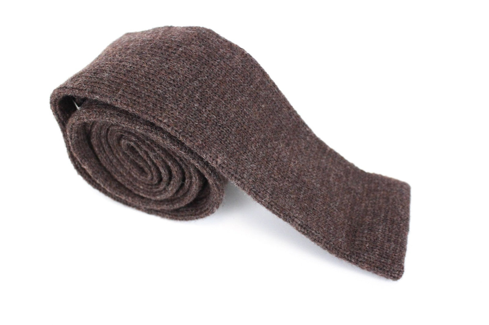 SUITSUPPLY Men's Tie ~71 x 6 Dark Brown Knitted Wool Textured Formal Style