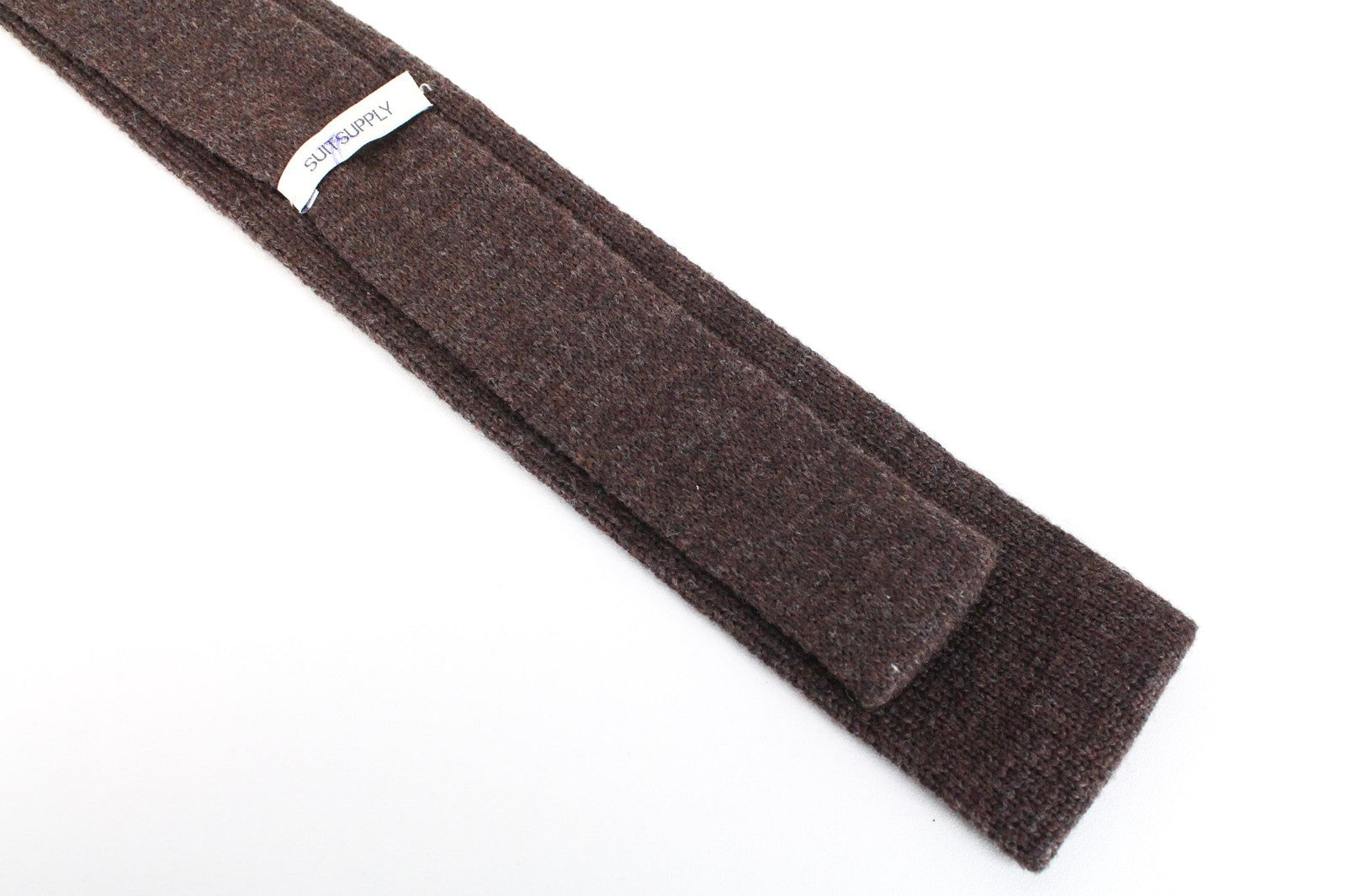 SUITSUPPLY Men's Tie ~71 x 6 Dark Brown Knitted Wool Textured Formal Style