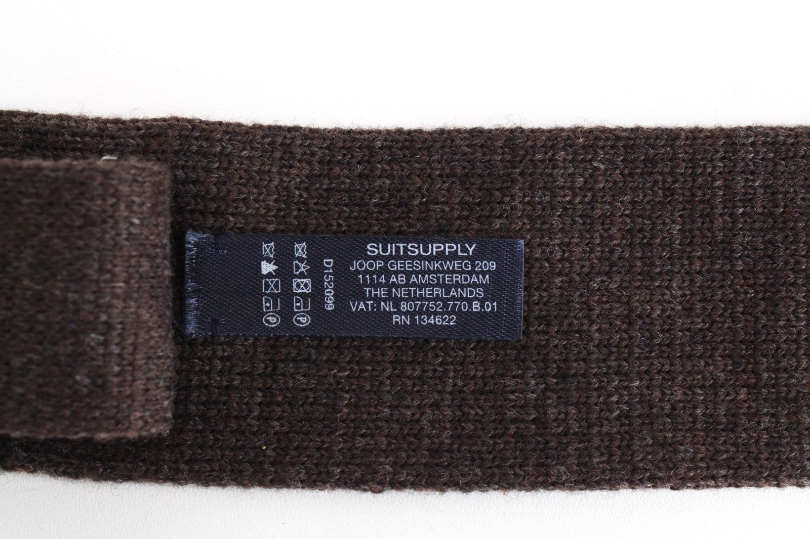 SUITSUPPLY Men's Tie ~71 x 6 Dark Brown Knitted Wool Textured Formal Style