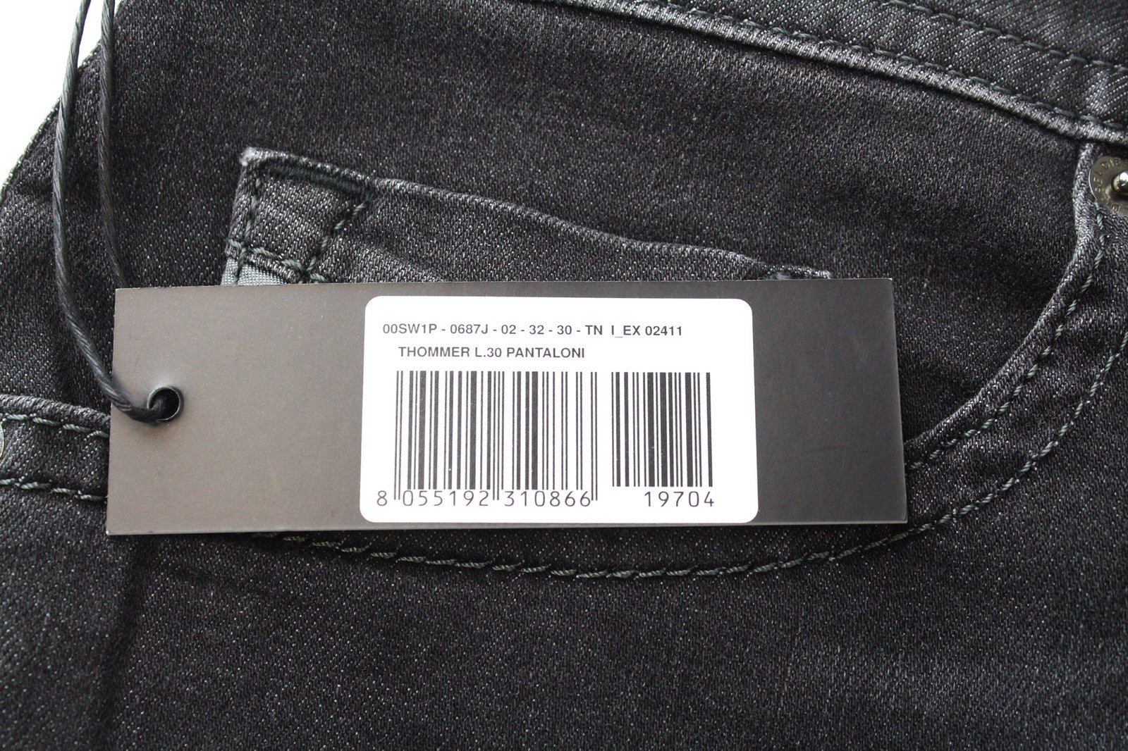 DIESEL Thommer 0687J Men's Denim Pants W32/L30 Grey Elastic Slim Zip Fly Fit