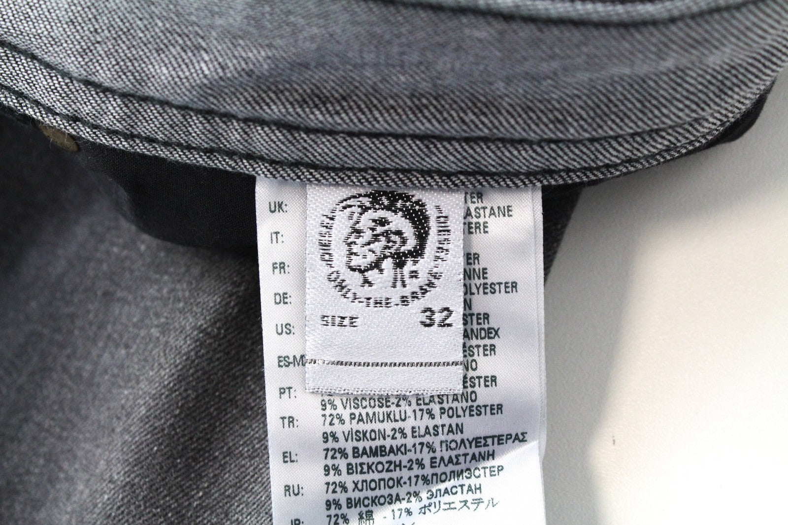 DIESEL Thommer 0687J Men's Denim Pants W32/L30 Grey Elastic Slim Zip Fly Fit