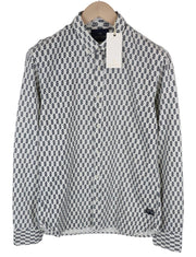 SCOTCH & SODA Men's Shirt M Blue Heathered Print Cotton Button-Down Graphic
