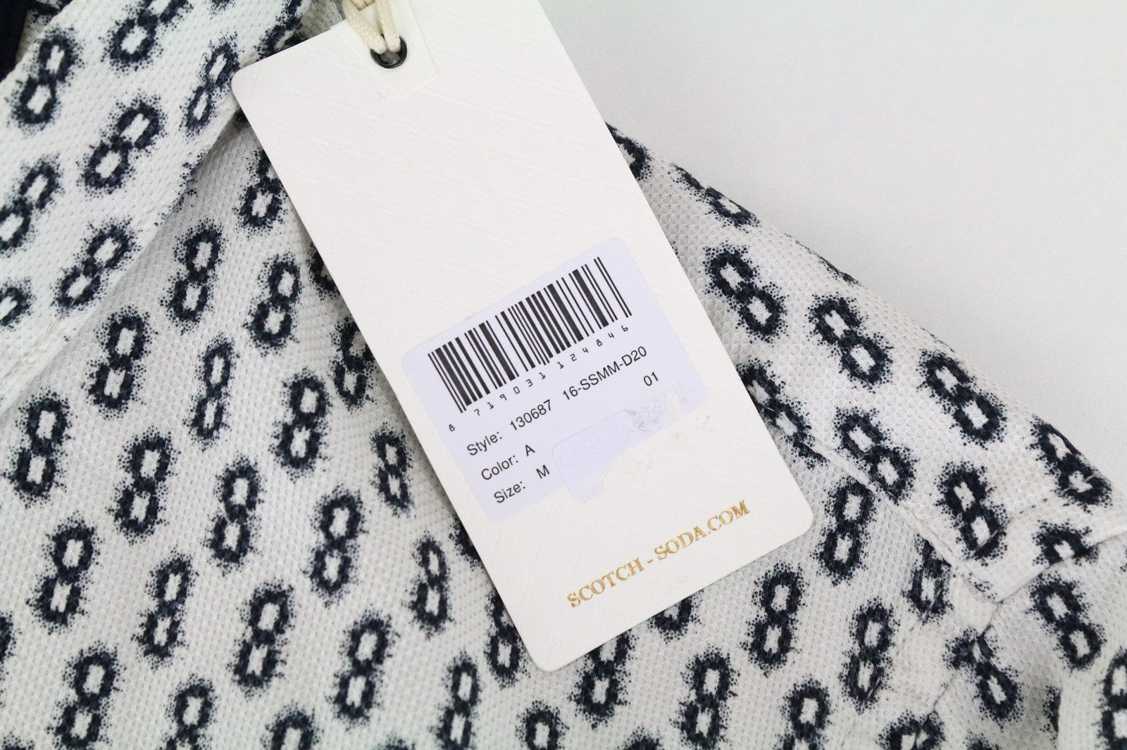 SCOTCH & SODA Men's Shirt M Blue Heathered Print Cotton Button-Down Graphic