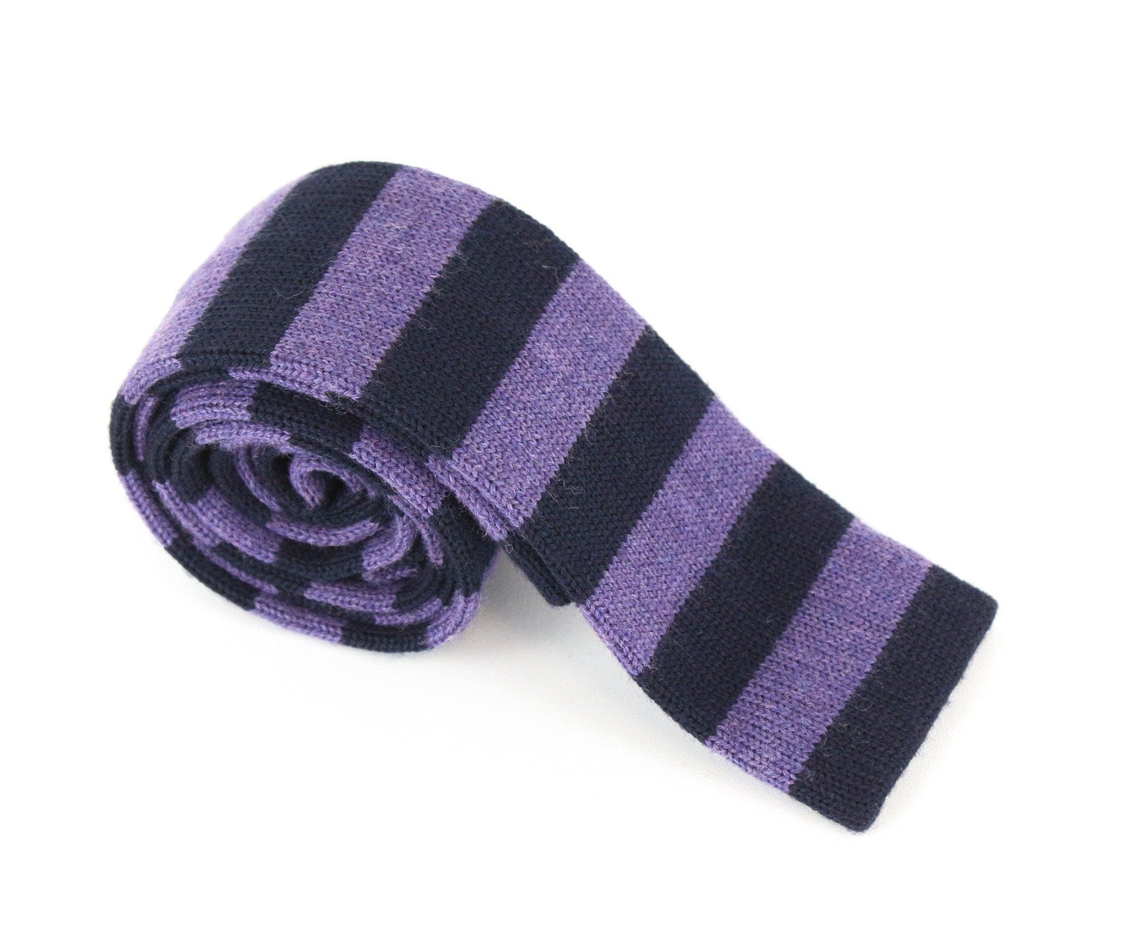 SUITSUPPLY Men's Tie ~142x6 cm Purple Striped Wool Knit Heathered Dress Style