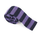 SUITSUPPLY Men's Tie ~142x6 cm Purple Striped Wool Knit Heathered Dress Style