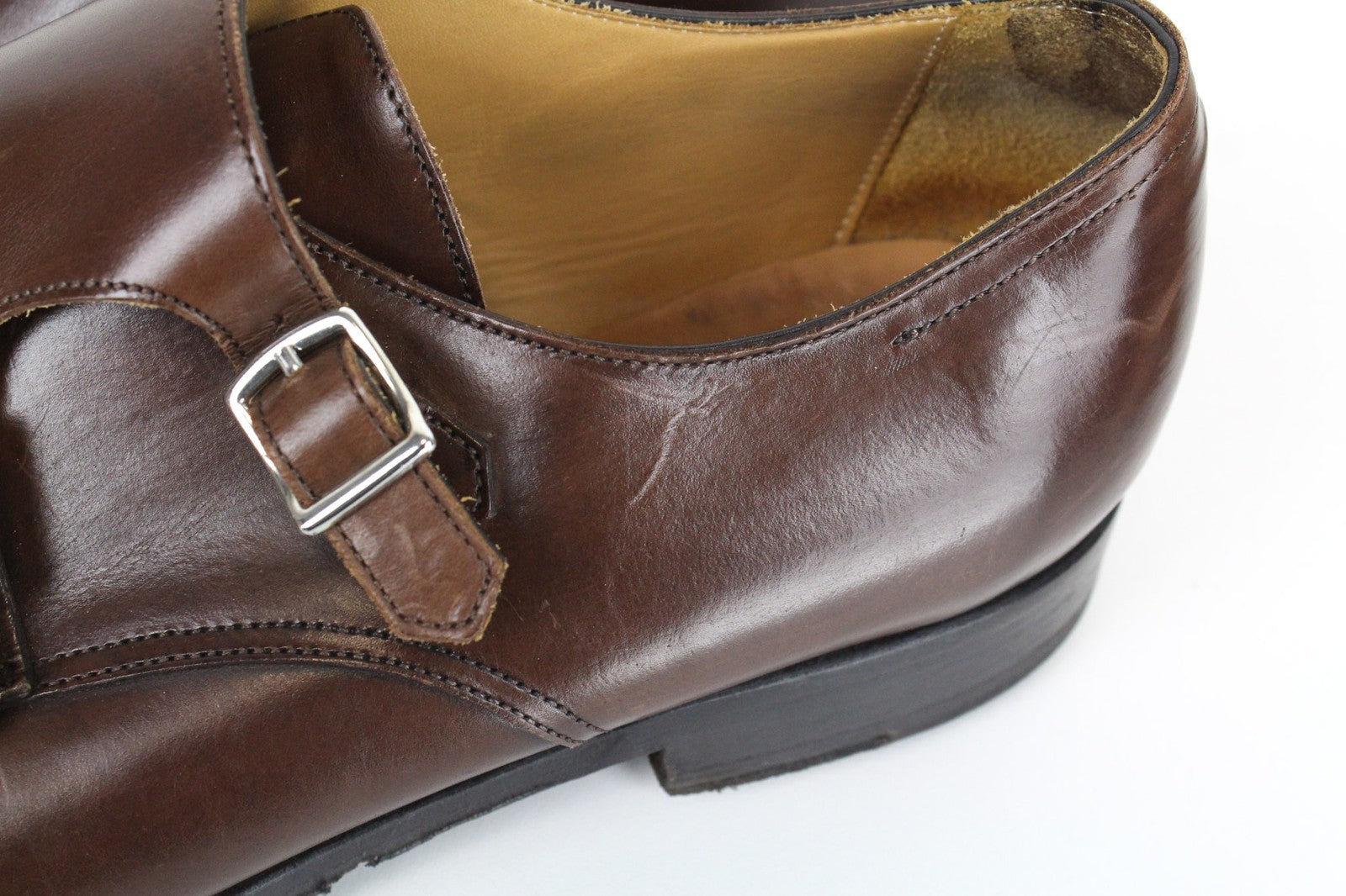 SUITSUPPLY Men's Dress Footwear EU42.5/UK8.5 Brown Calf Leather Double Strap