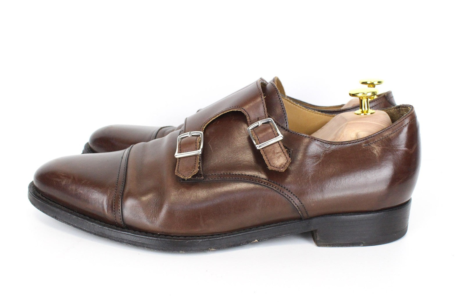 SUITSUPPLY Men's Dress Footwear EU42.5/UK8.5 Brown Calf Leather Double Strap