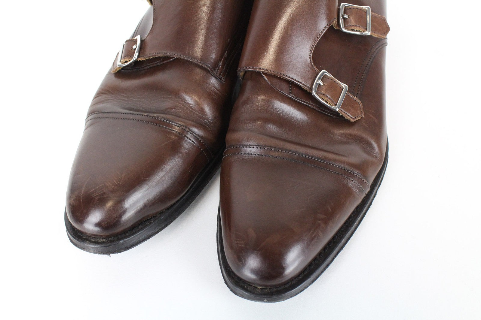 SUITSUPPLY Men's Dress Footwear EU42.5/UK8.5 Brown Calf Leather Double Strap