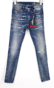 DIESEL D-Reeft-T 0870Q Men's Denim Pants W26 Blue Jogg Ultra Slim Fit Distressed