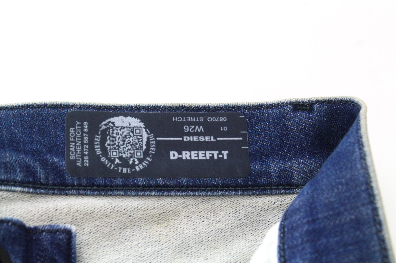 DIESEL D-Reeft-T 0870Q Men's Denim Pants W26 Blue Jogg Ultra Slim Fit Distressed