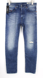 DIESEL Buster 081AQ Men's Denim Pants W29/L32 Distressed Blue Slim Elastic Taper
