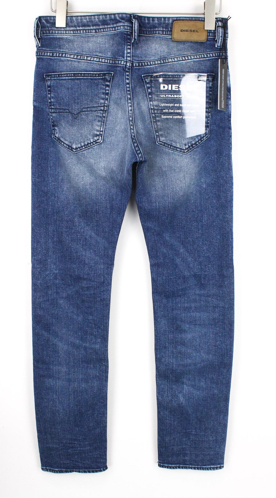 DIESEL Buster 081AQ Men's Denim Pants W29/L32 Distressed Blue Slim Elastic Taper