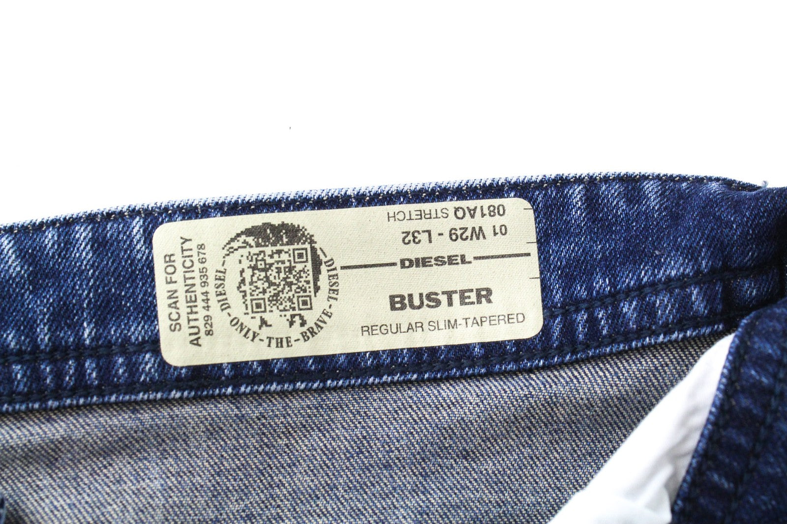 DIESEL Buster 081AQ Men's Denim Pants W29/L32 Distressed Blue Slim Elastic Taper