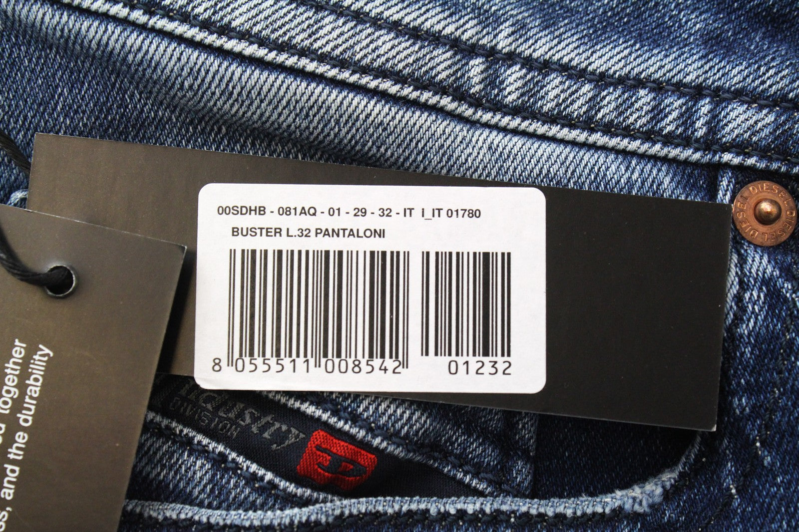 DIESEL Buster 081AQ Men's Denim Pants W29/L32 Distressed Blue Slim Elastic Taper