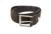 SUITSUPPLY Men's Belt 95cm/38in Brown Dress Thin Suede Framed Buckle Leather