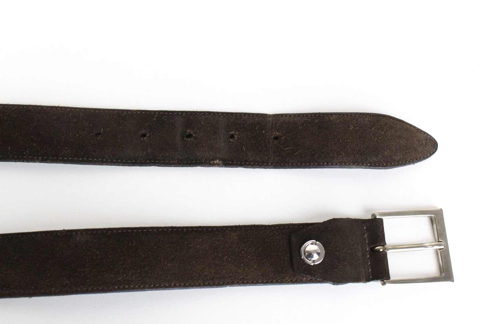 SUITSUPPLY Men's Belt 95cm/38in Brown Dress Thin Suede Framed Buckle Leather