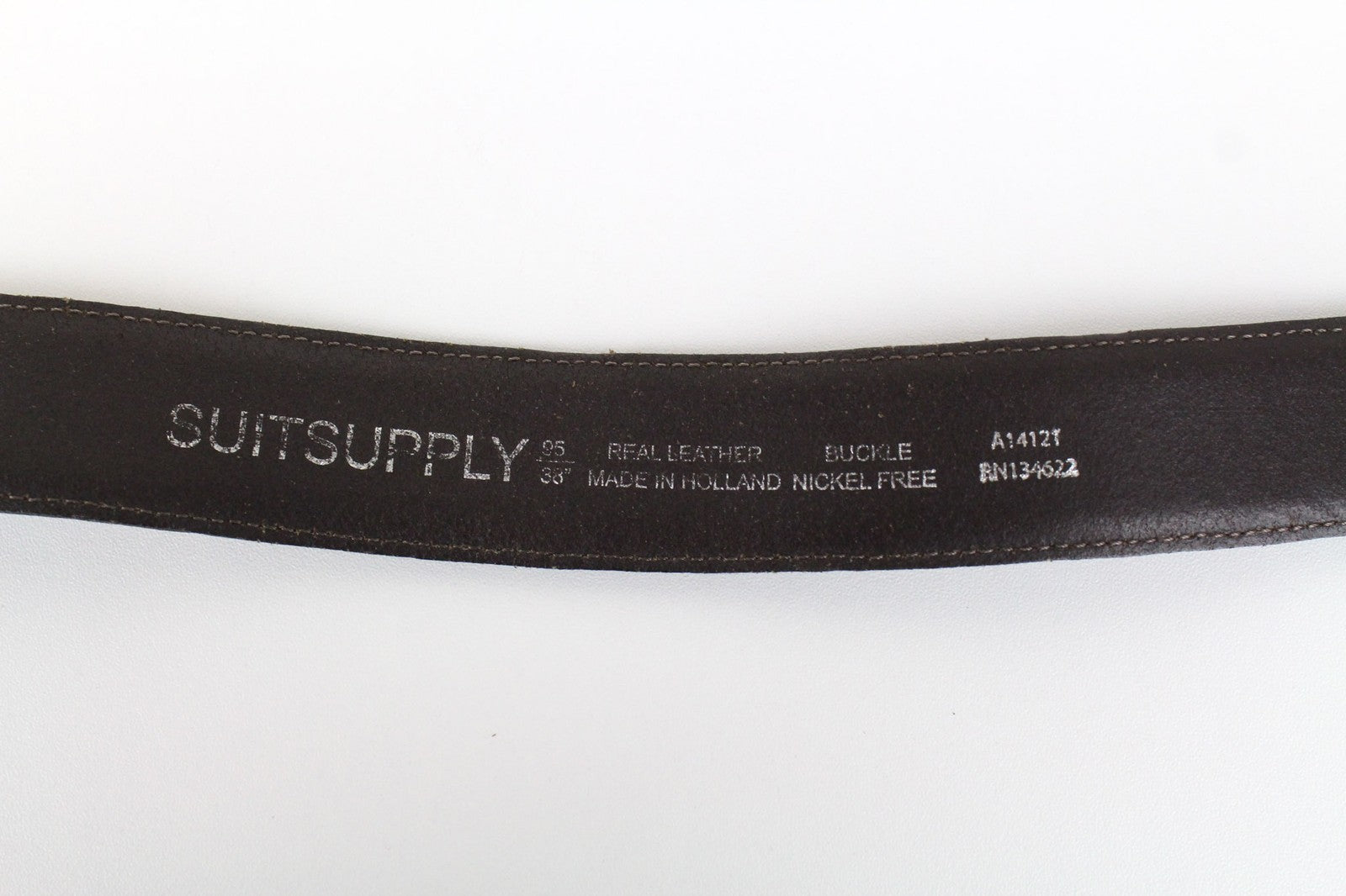 SUITSUPPLY Men's Belt 95cm/38in Brown Dress Thin Suede Framed Buckle Leather
