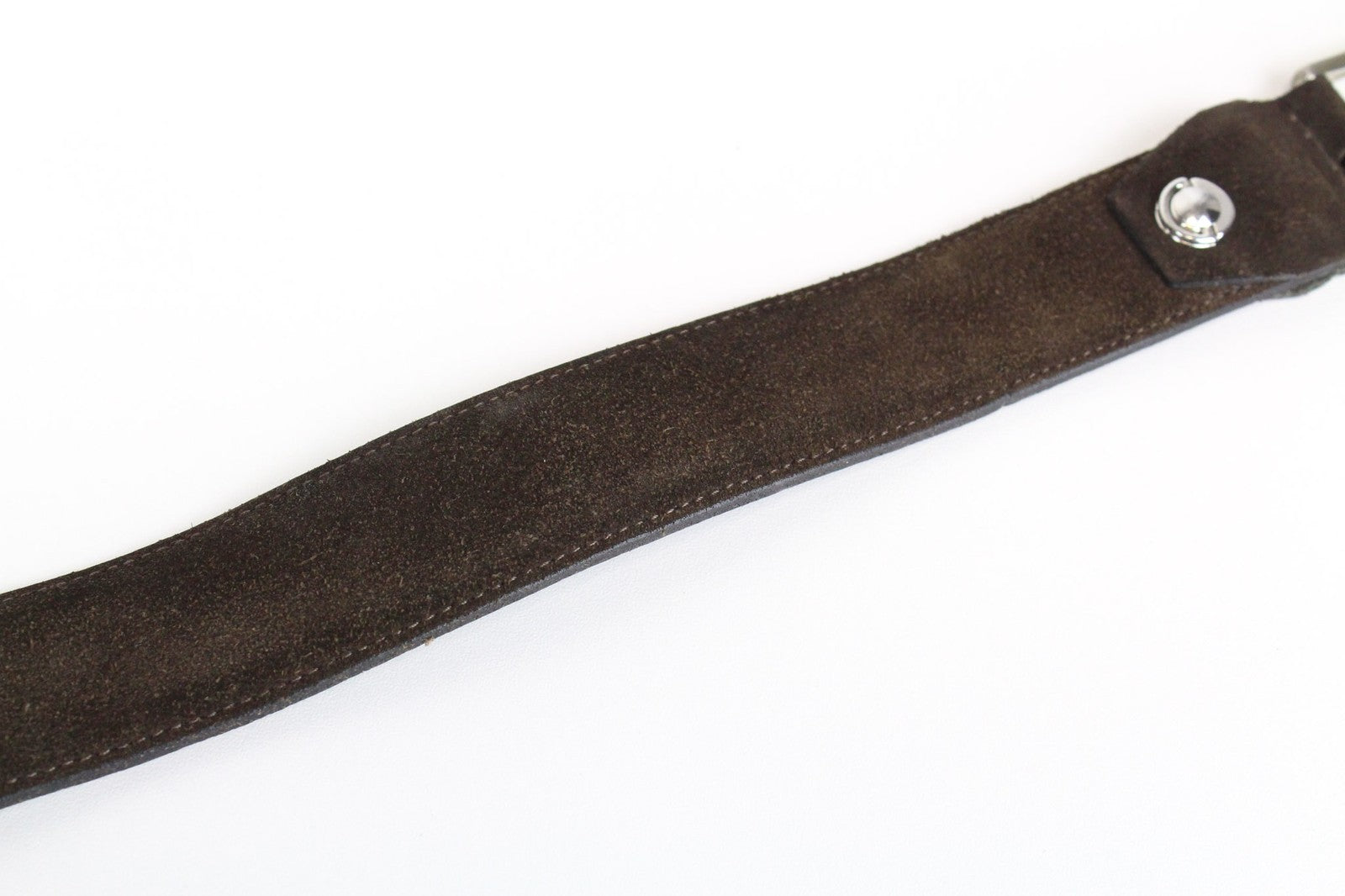 SUITSUPPLY Men's Belt 95cm/38in Brown Dress Thin Suede Framed Buckle Leather