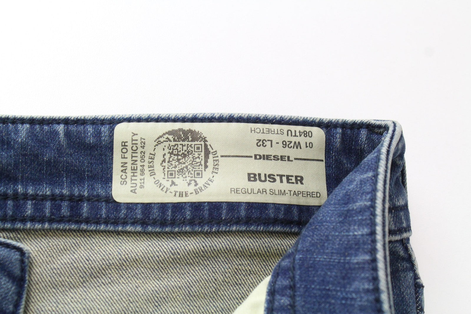 DIESEL Buster 084UT Men's Denim Pants W26/L32 Blue Slim Elastic Tapered Fit