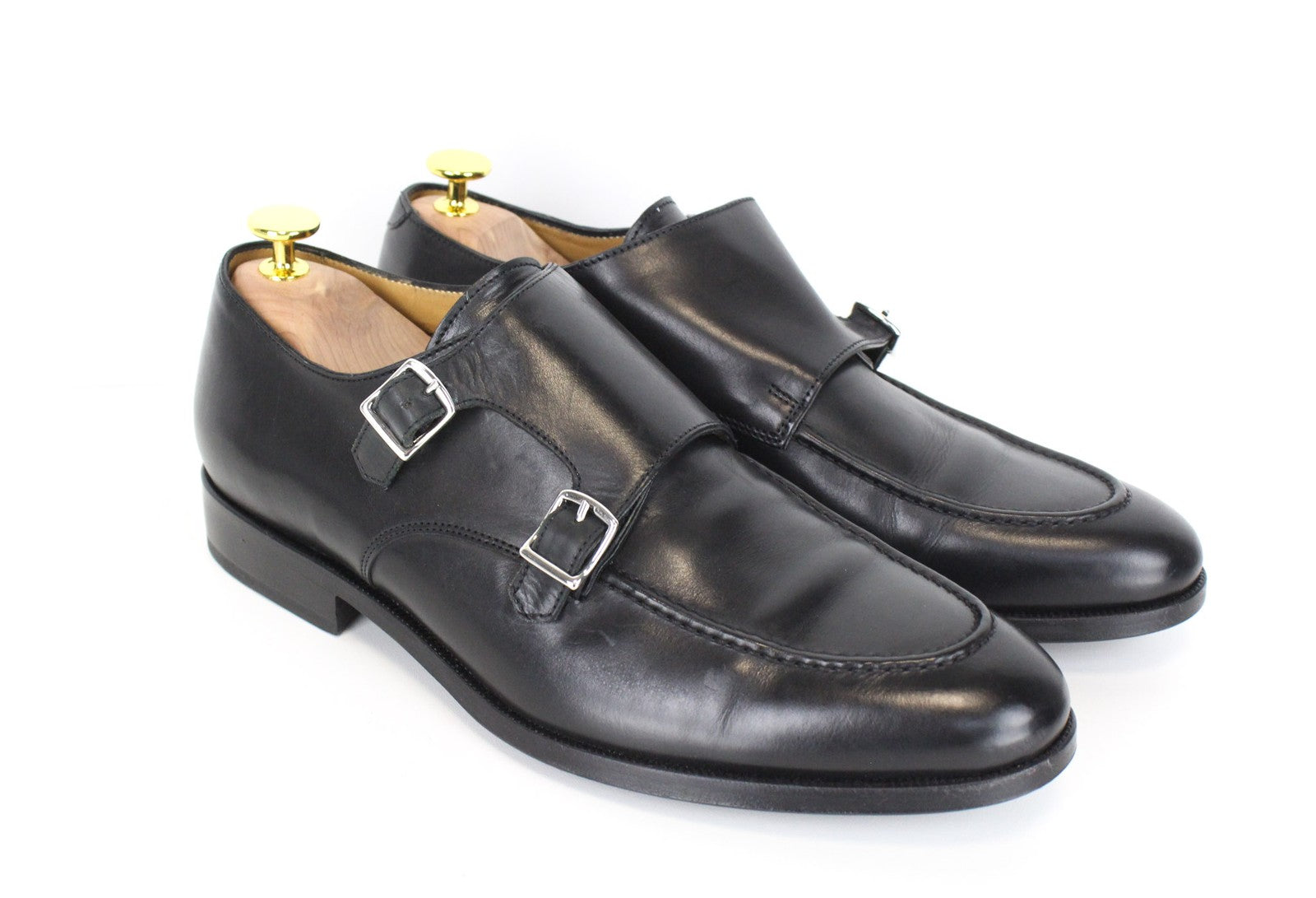SUITSUPPLY Men's Dress Footwear EU42/UK8 Black Calf Leather Double Strap