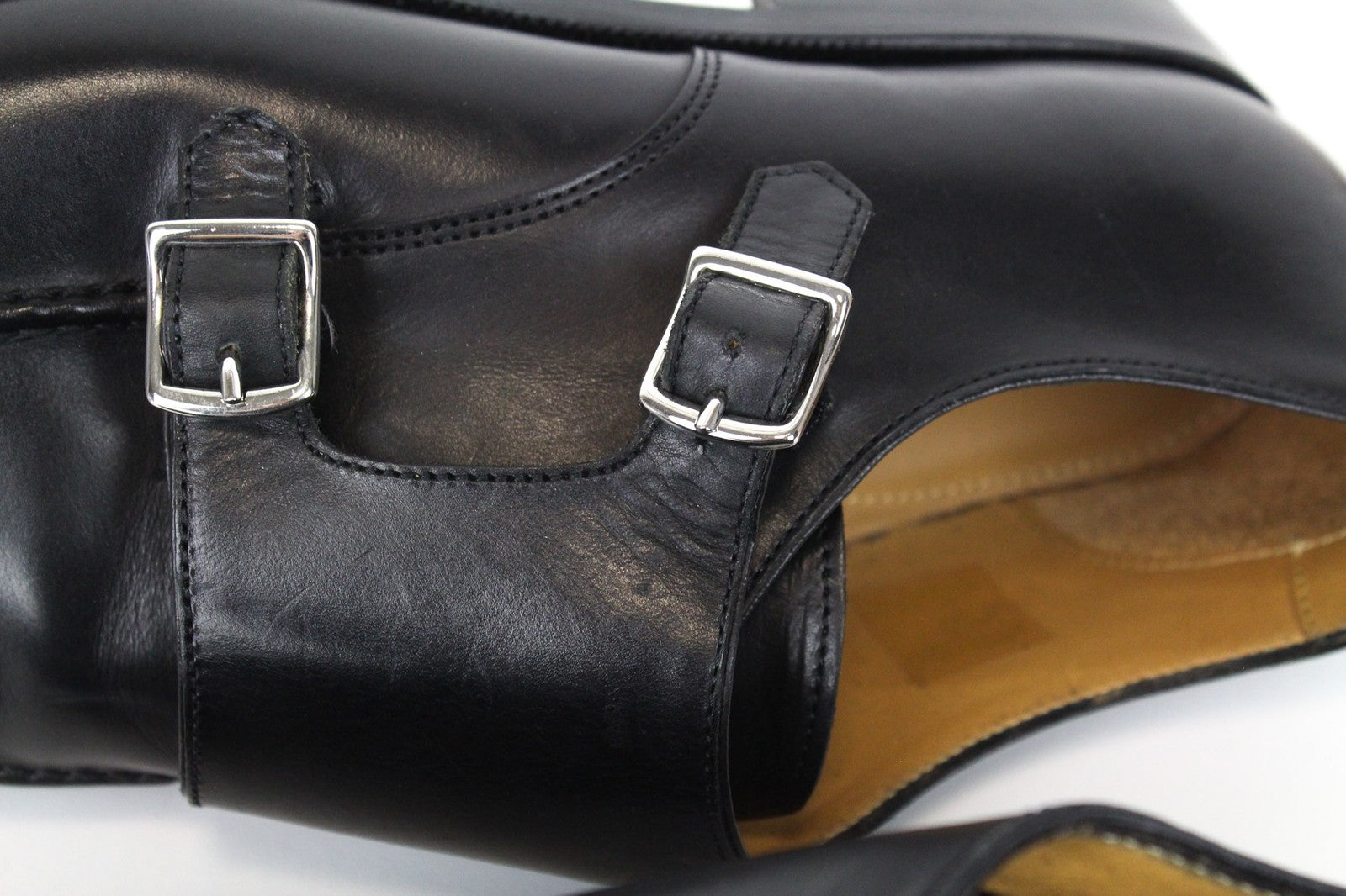 SUITSUPPLY Men's Dress Footwear EU42/UK8 Black Calf Leather Double Strap