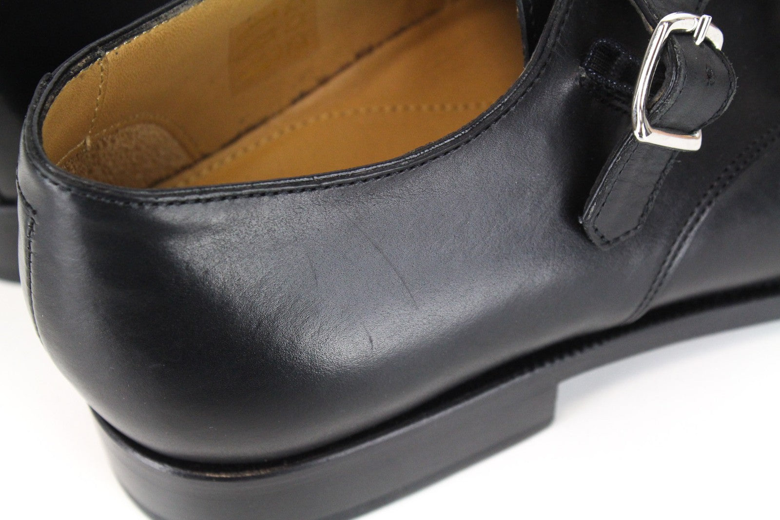 SUITSUPPLY Men's Dress Footwear EU42/UK8 Black Calf Leather Double Strap