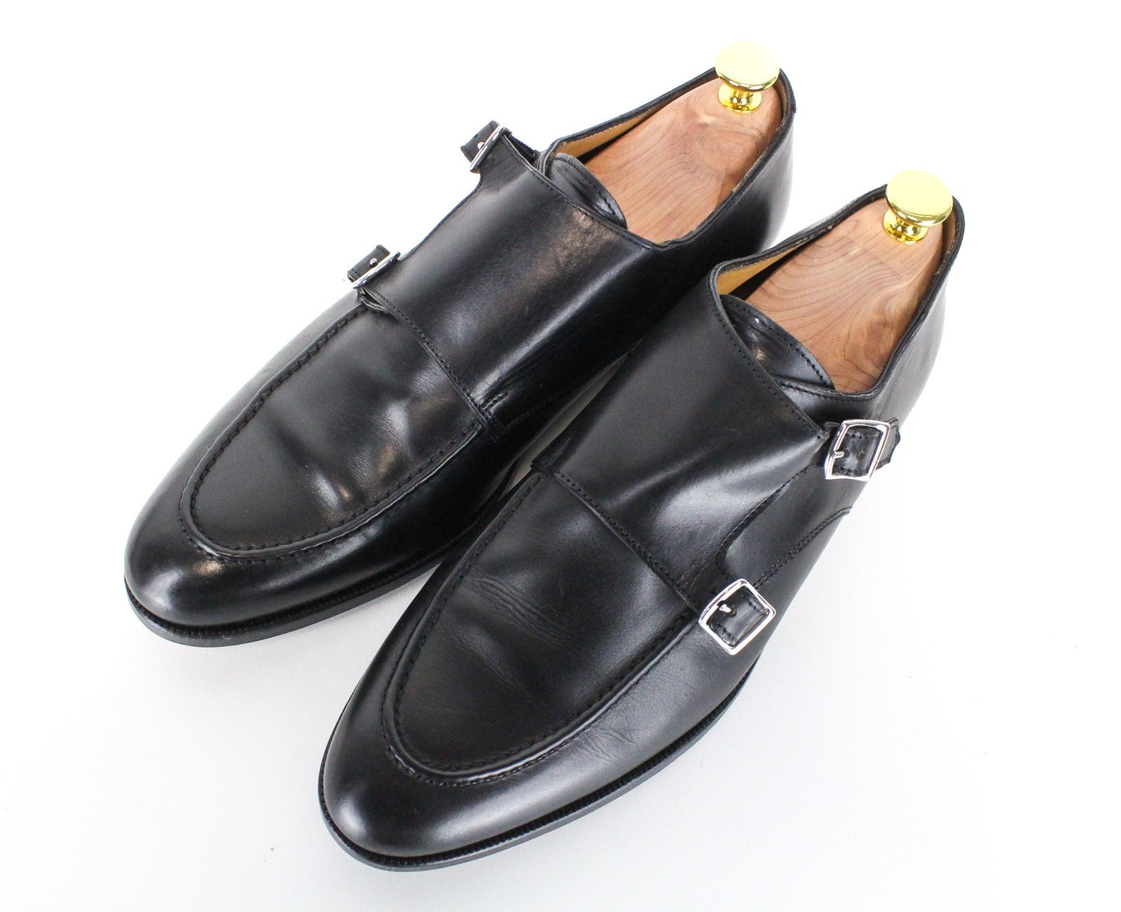 SUITSUPPLY Men's Dress Footwear EU42/UK8 Black Calf Leather Double Strap