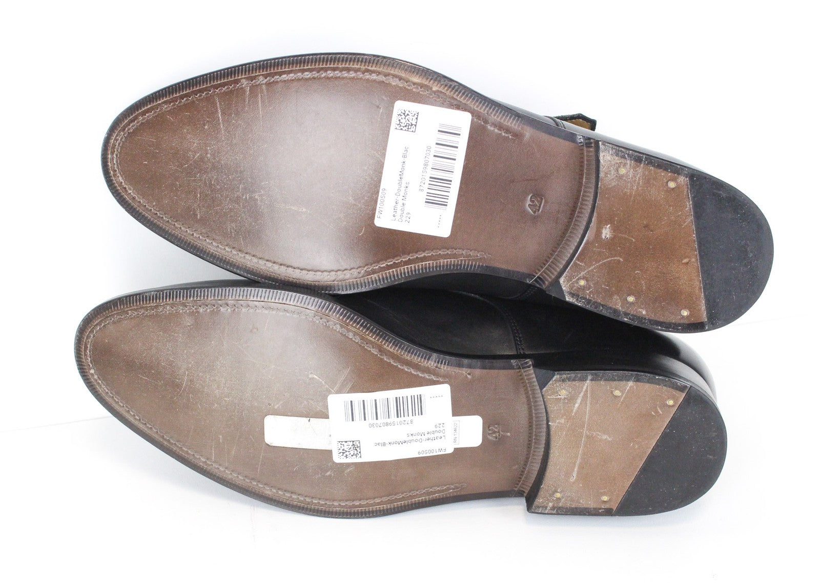 SUITSUPPLY Men's Dress Footwear EU42/UK8 Black Calf Leather Double Strap