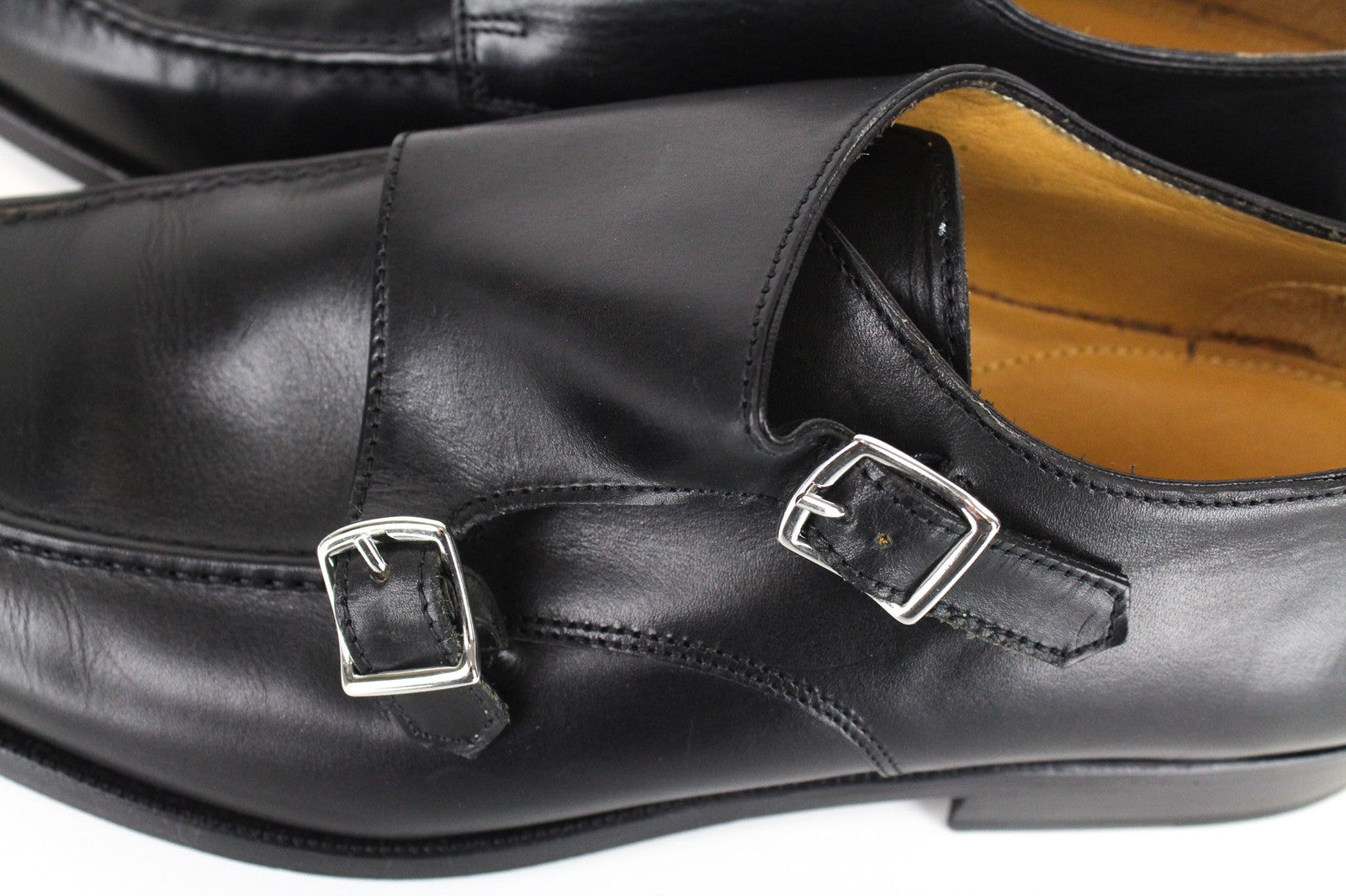 SUITSUPPLY Men's Dress Footwear EU42/UK8 Black Calf Leather Double Strap