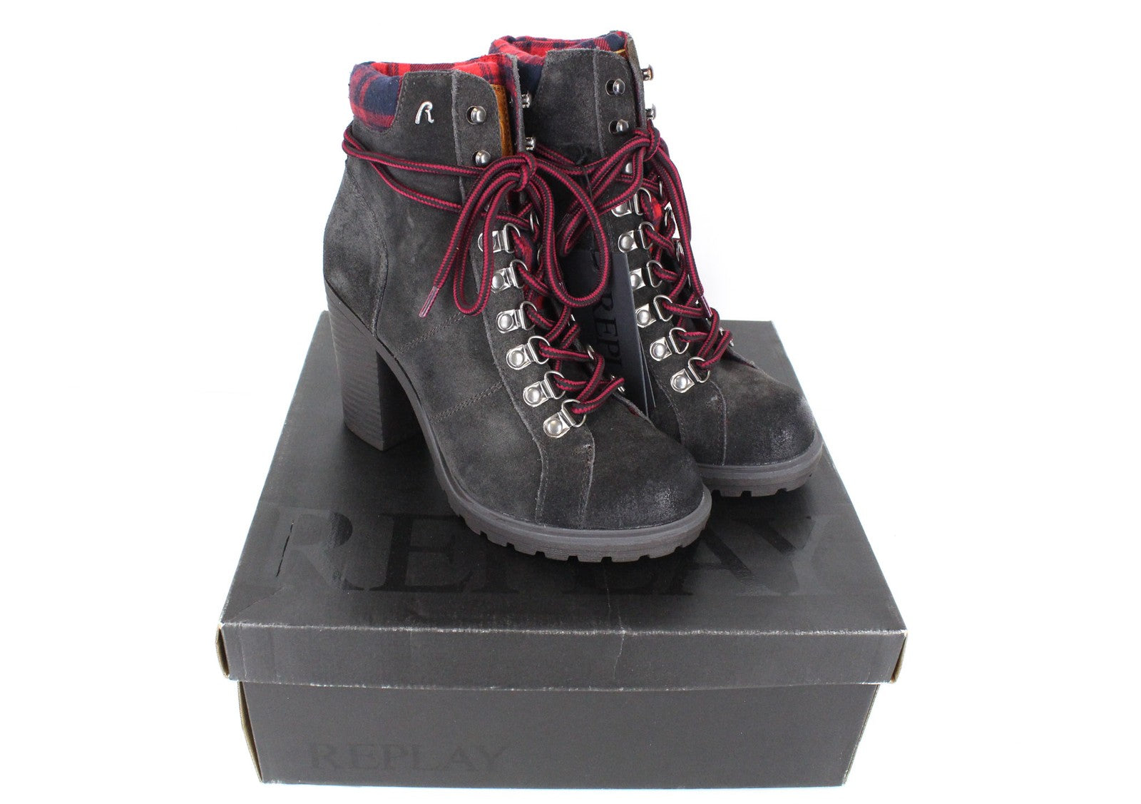 REPLAY Women's Footwear EU36/UK3.5 Brown Suede Lace-Up Ankle High-Heel