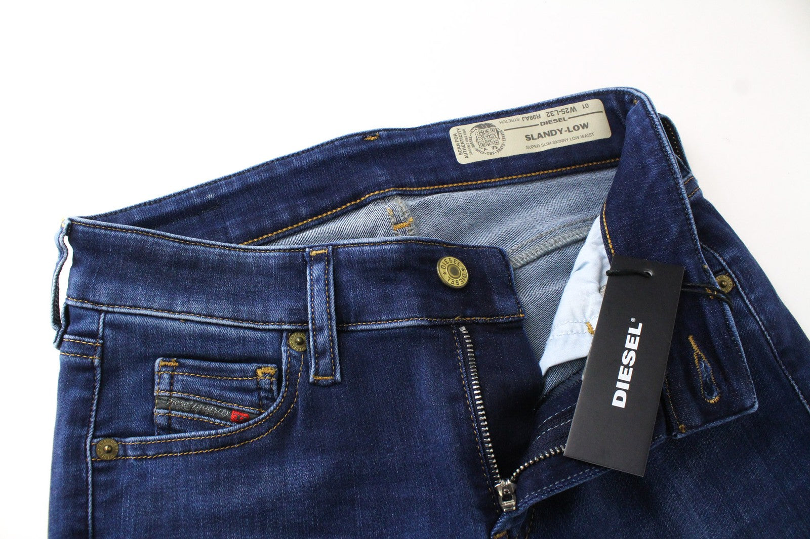 DIESEL Slandy-Low R98AJ Women's Denim Pants W25/L32 Blue Super Slim Elastic Fit