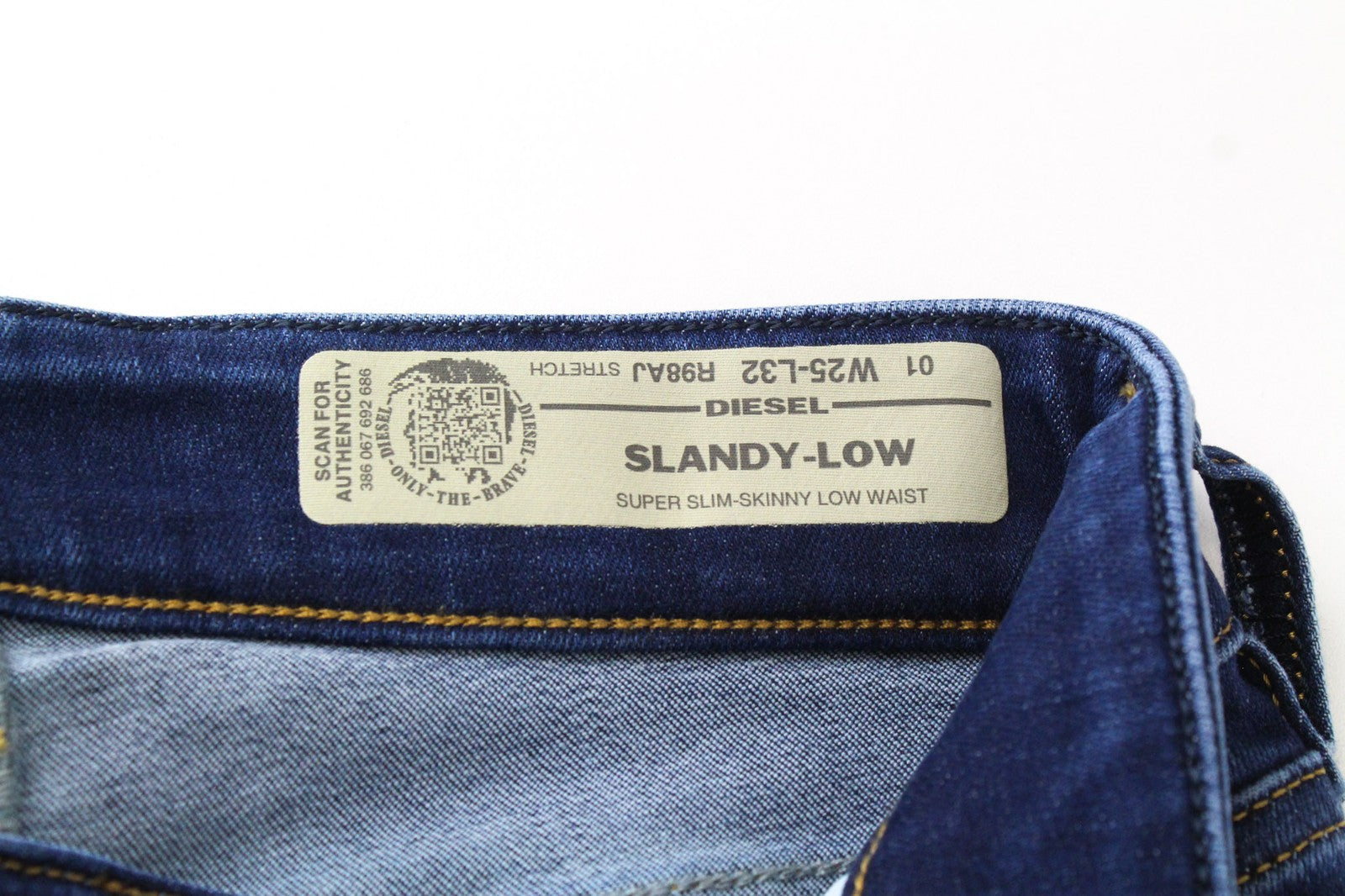 DIESEL Slandy-Low R98AJ Women's Denim Pants W25/L32 Blue Super Slim Elastic Fit