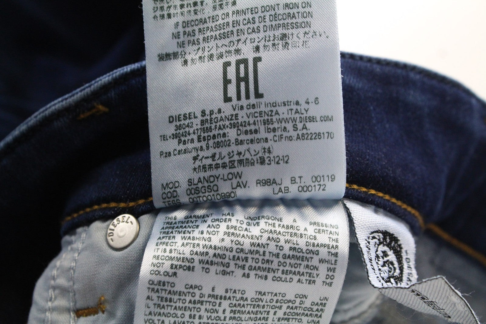 DIESEL Slandy-Low R98AJ Women's Denim Pants W25/L32 Blue Super Slim Elastic Fit