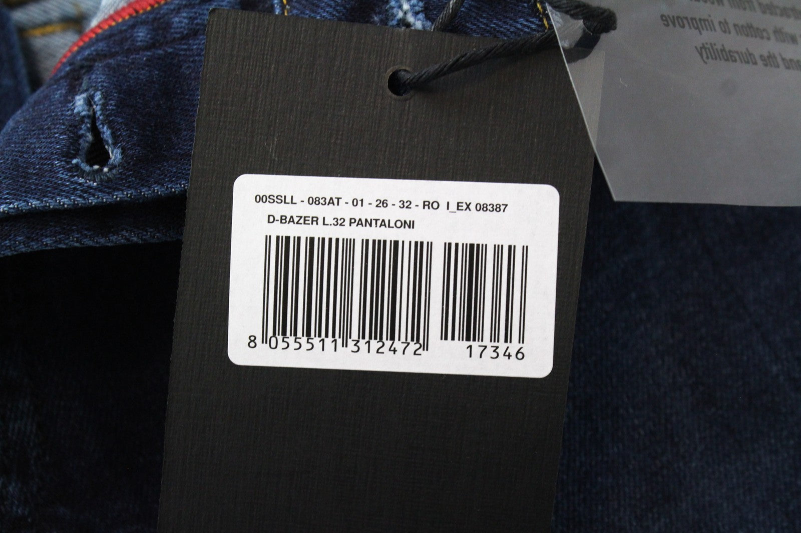 DIESEL D-Bazer 083AT Men's Denim Pants W26/L32 Dark Blue Slim Taper Button Fly