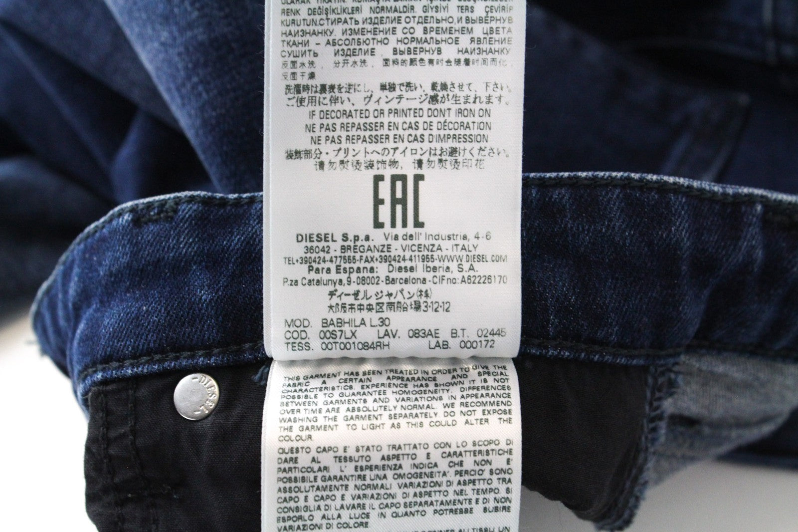 DIESEL Babhila 083AE Women's Denim Pants W24/L30 Dark Blue Elastic Slim Fitted